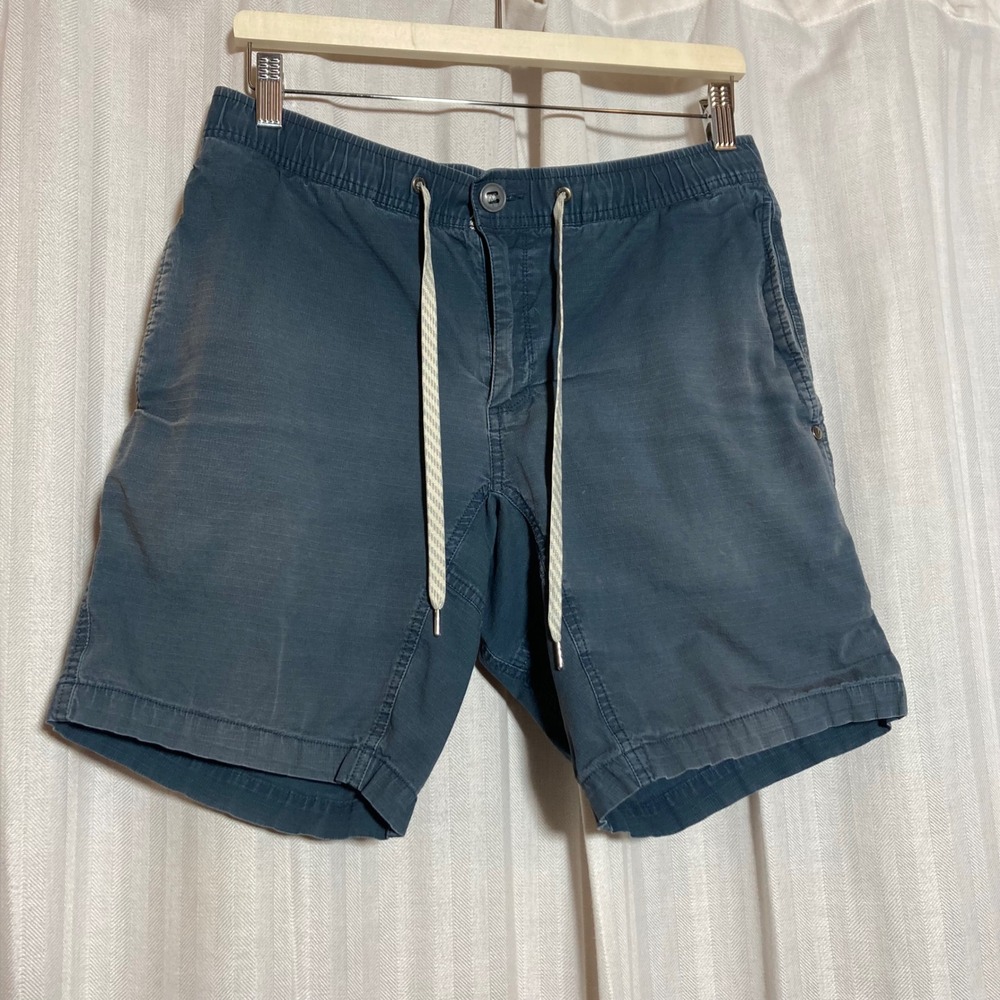 Vuori Ripstop Shorts Mens Medium Blue Grey V370 Elastic Waist Cotton Blend Beach